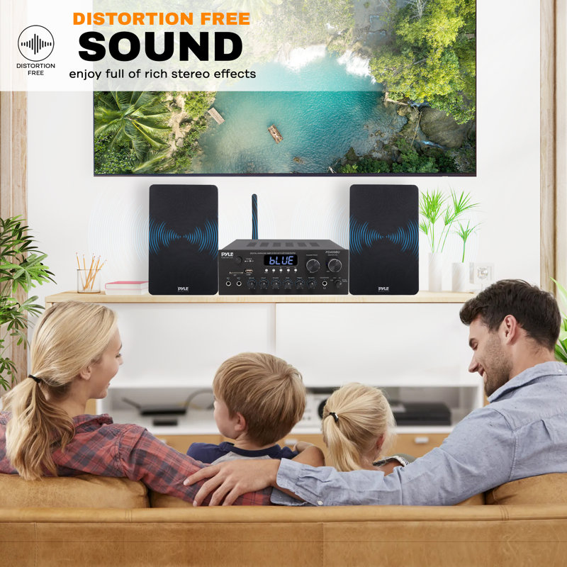 Pyleusa Home Theater Wooden Bookshelf Speakers - Wall-Mountable With 0.75'' Silk Dome Tweeter And Aluminum Voice Coils, Pair, Neat Black Color, Gold Plated 5 Way Binding Post - PSMSP6