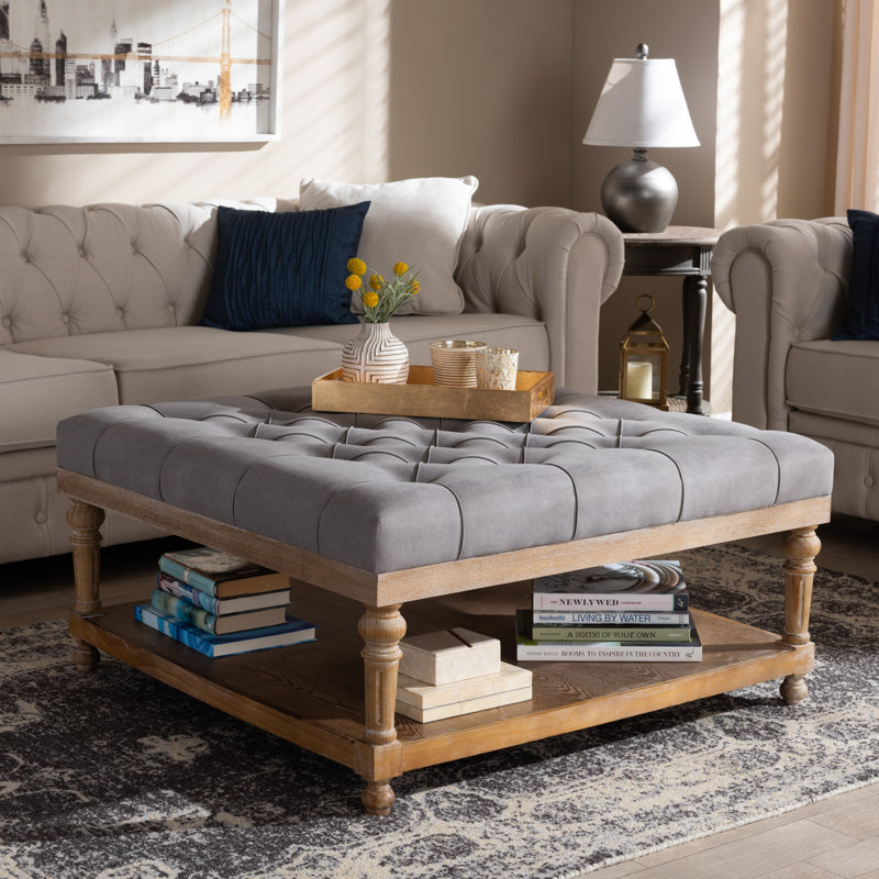 Adger Upholstered Ottoman, Gray