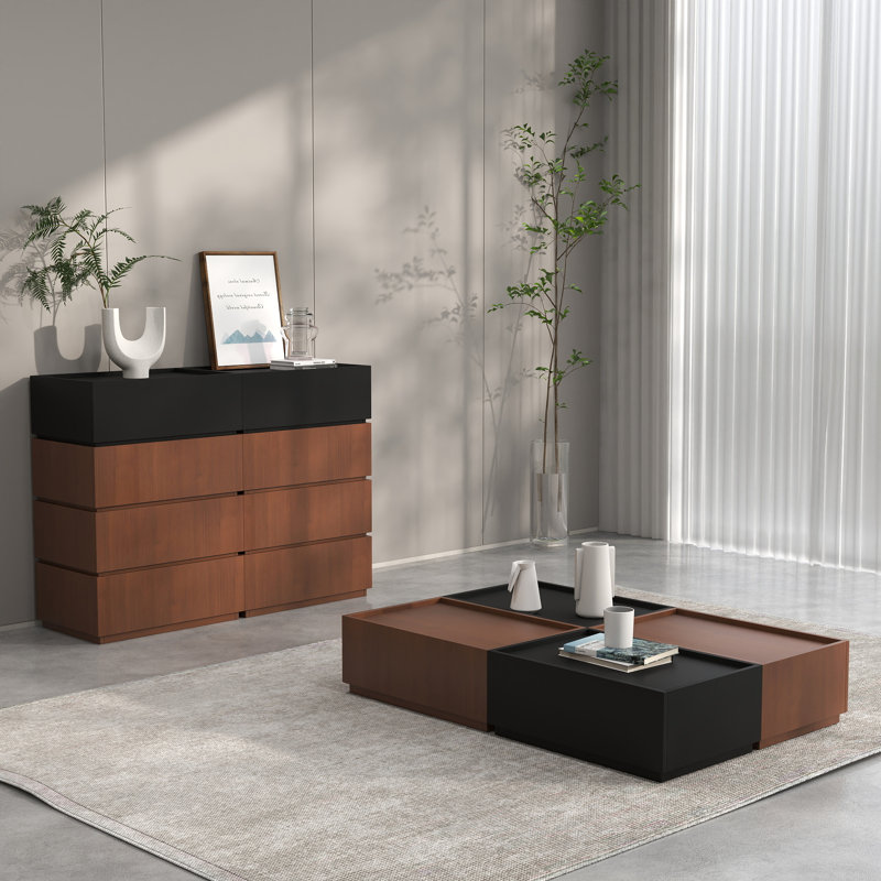Table basse Heckman, Brun / Noir
