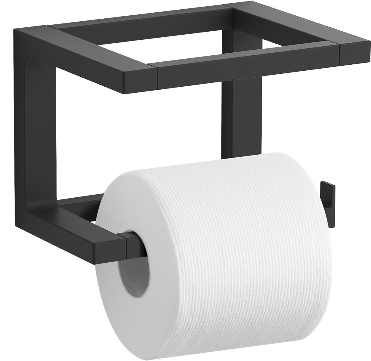 Latitude II Square Free Standing Toilet Paper Holder in Matte Black