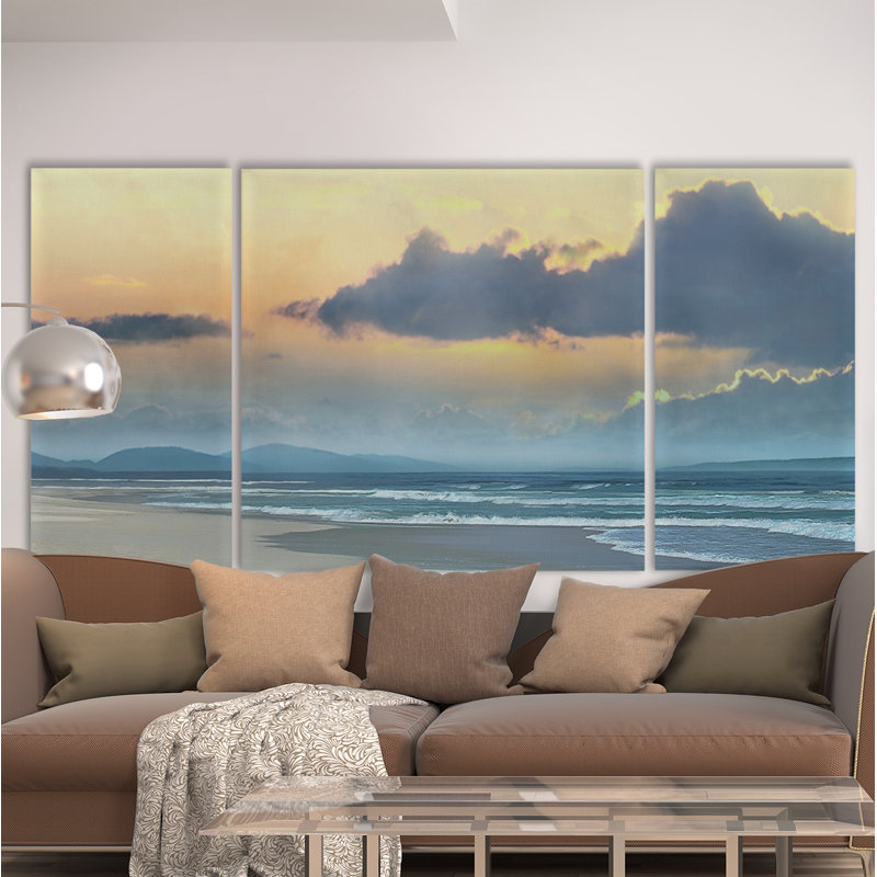 A Premium Blue Horizon - Ensemble de 3 reproductions sur toiles tendues, H 24 po x l 48 po x P 1,5 po