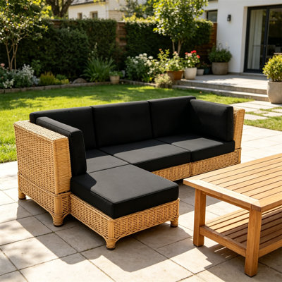9-Piece Waterproof Fade-Resistant Patio Furniture Cushions Set for 4-Seat Sectional, Black