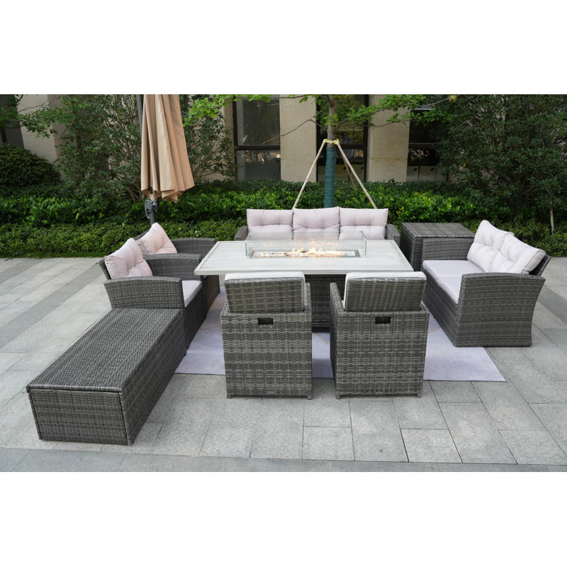 Alseepa 9 - Person Patio Conversation Set with Cushions