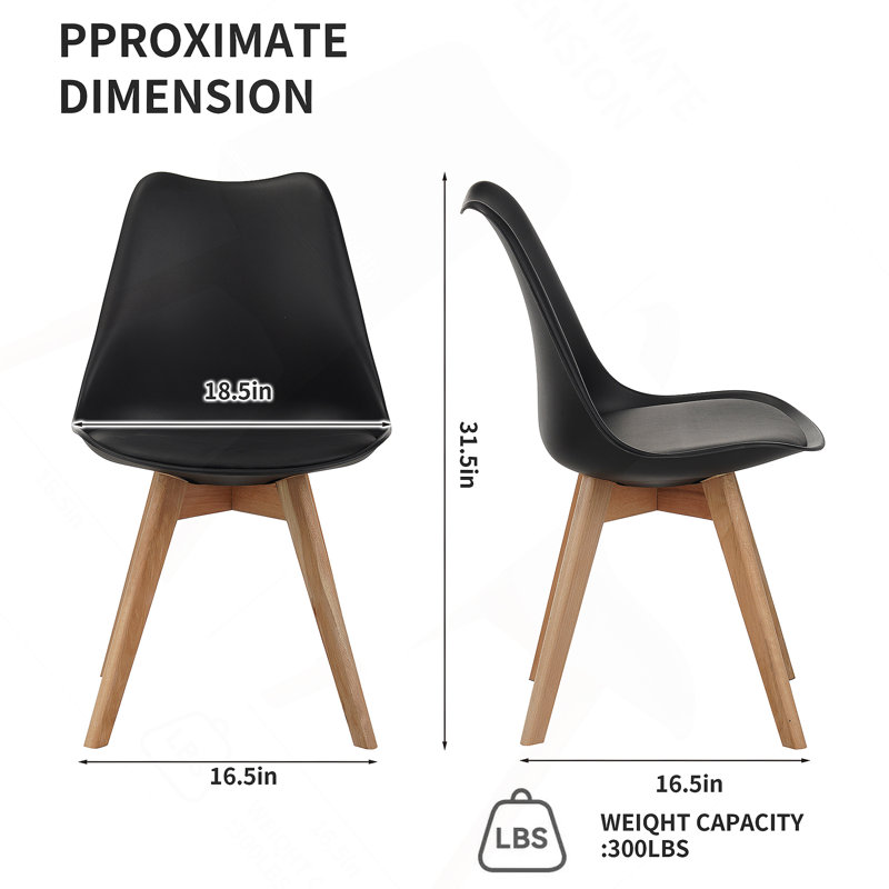 Ensemble de quatre chaises de salle à manger avec pieds en bois pour la cuisine et la salle à manger, Black