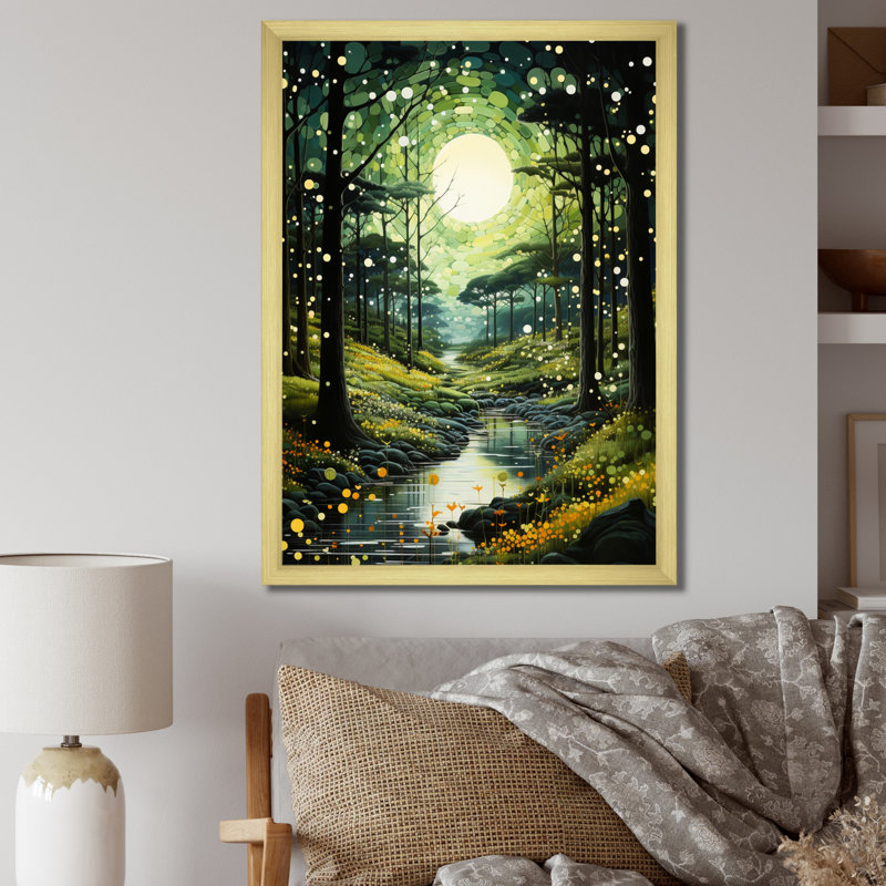 «Forest Enchanted Forest Pastoral II - Forest», art mural encadré, H 20 po x l 12 po x P 1 po, Cadre doré simple