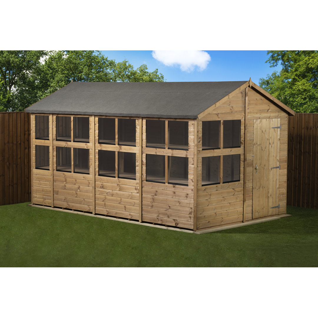 Empire Sheds 8 x 14ft Apex Potting Shed Dipped Treated Tongue and Groove Brown - Image 4