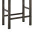 Tabouret de bar moderne sans dossier en lin beige, pieds carrés en hévéa et garniture cloutée