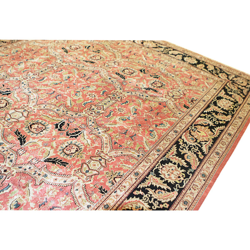 Hand Knotted Wool Area Rug in Red And Black