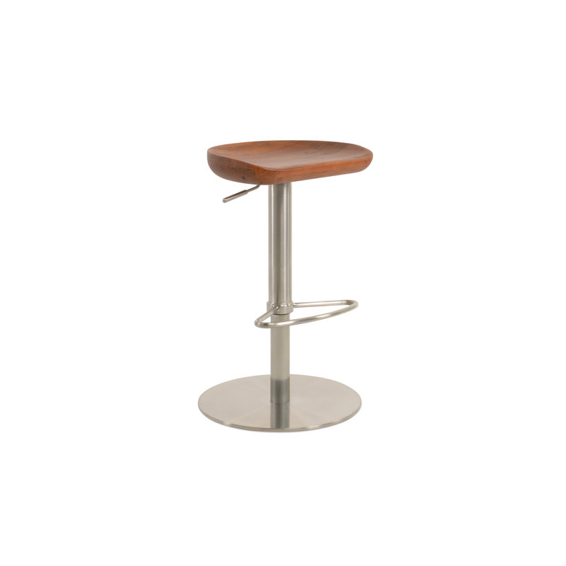 Solid Wood Adjustable Height Stool, Ash Antique/Brushed