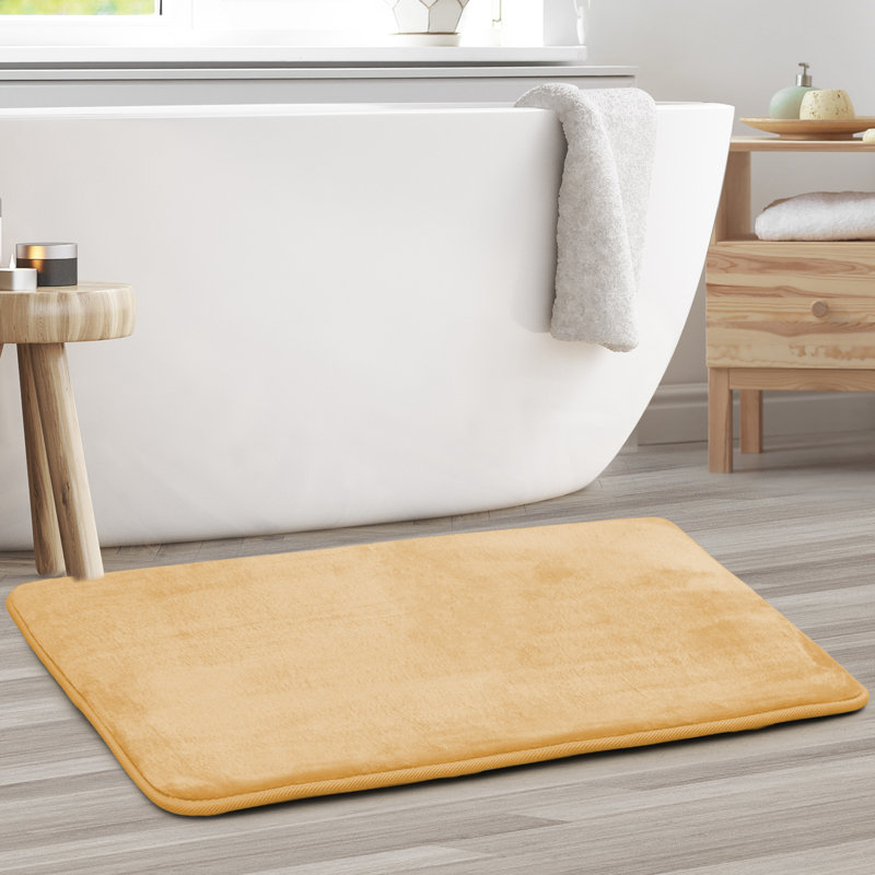 Ultra-Soft Memory Foam Bath Rug with Non-Slip PVC Backing, Beige/Cream, Small: 24" L x 17" W