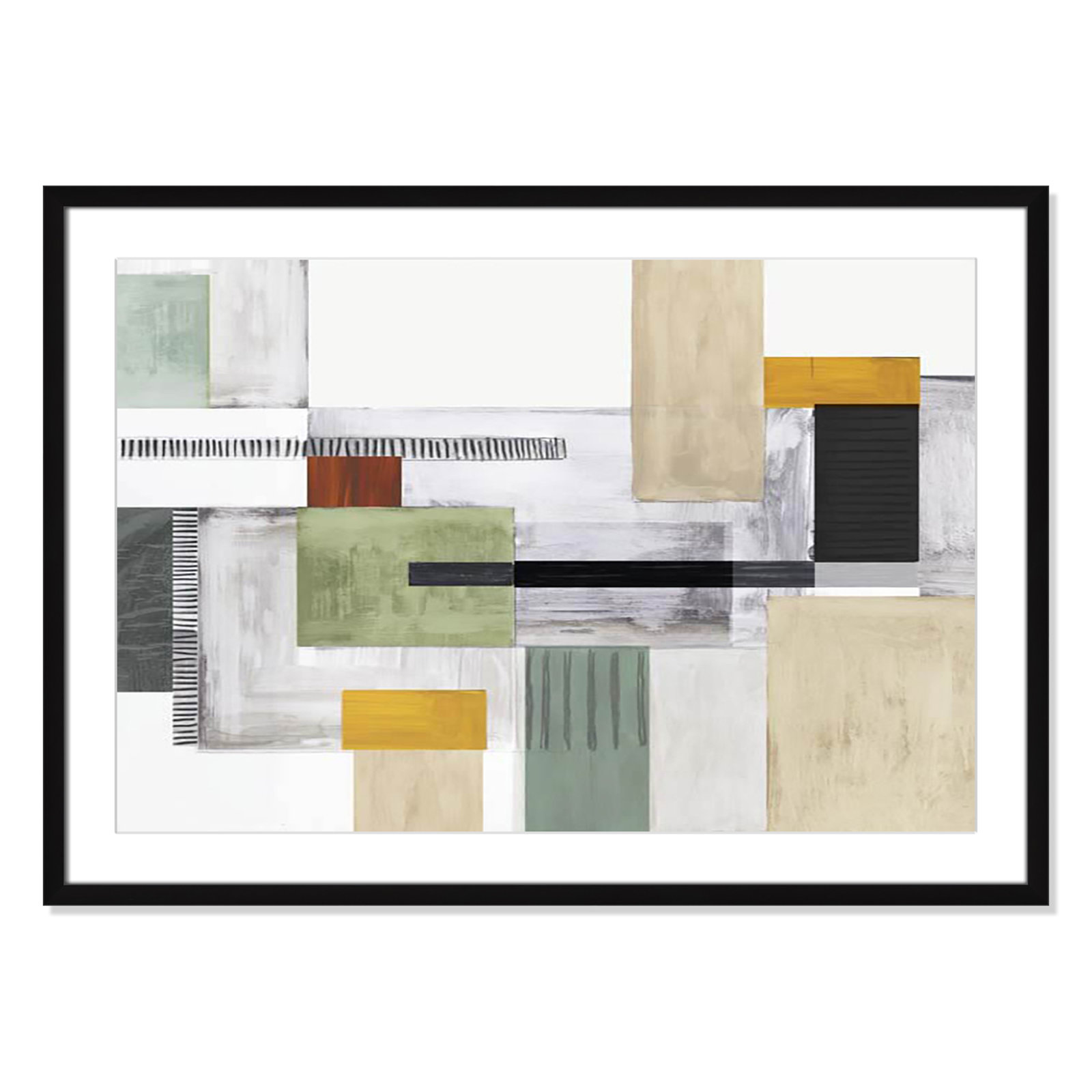 Playful Blocks Print by Tom Reeves, White, 25.5" H x 35.5" W x 1.25" D, Black Box Picture Framed
