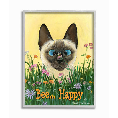 «Bee Happy Funny Cat Animal Design» par Gary Patterson - impression d'art graphique