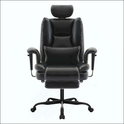 Office Chair Ergonomic 200 Kg PU Leather Computer Chair With Lumbar Support And High Backrest, Ergonomic Desk Chair With Liftable Headrest