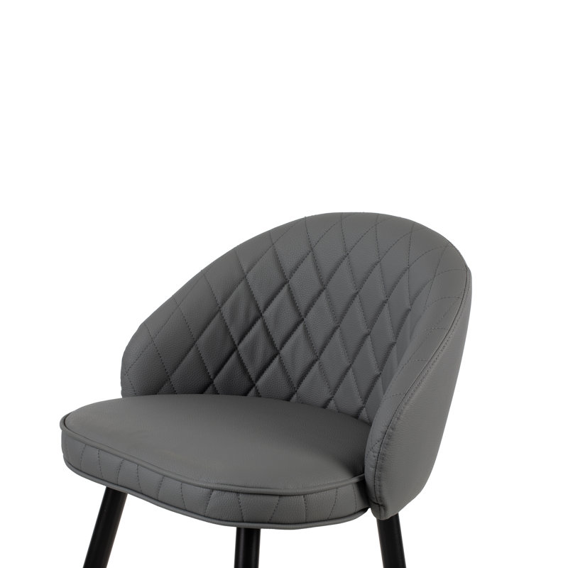 Chaise de bar en cuir Keliyah, Gris