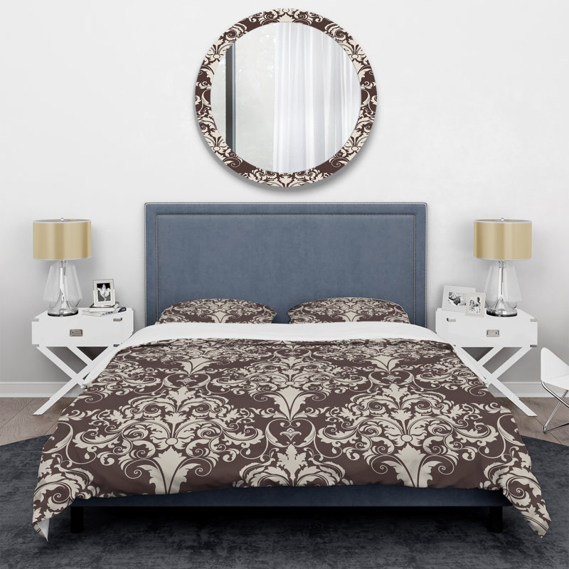 Ensemble de housse de couette en microfibre brun / beige 3 pièces