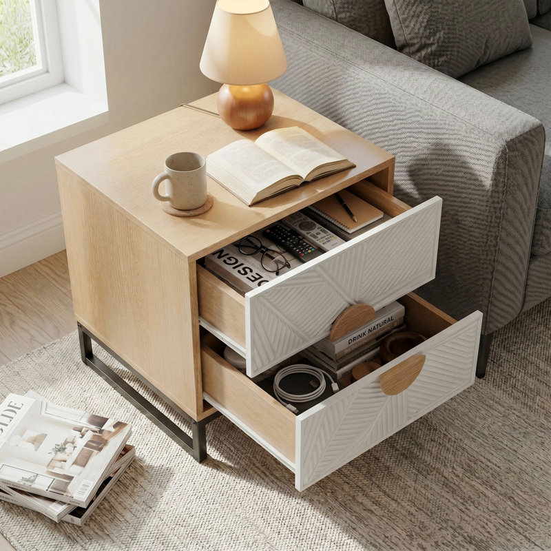 Sahan 20.8" H 2-Drawer Manufactured Wood Nightstand, Individual