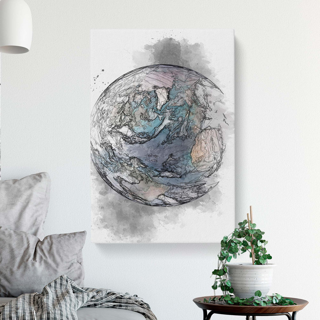 Blue Marble of Planet Earth in Abstract - Wrapped Canvas