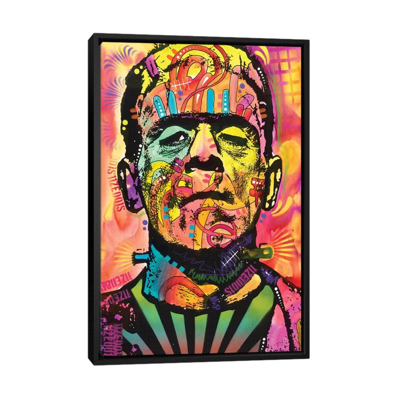 «Frankenstein», impression sur toile, H 26 po x l 18 po x P 1,5 po, Toile avec cadre noir, Pas de tapis