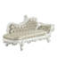 Banc, cuir synthétique beige et finition blanc antique