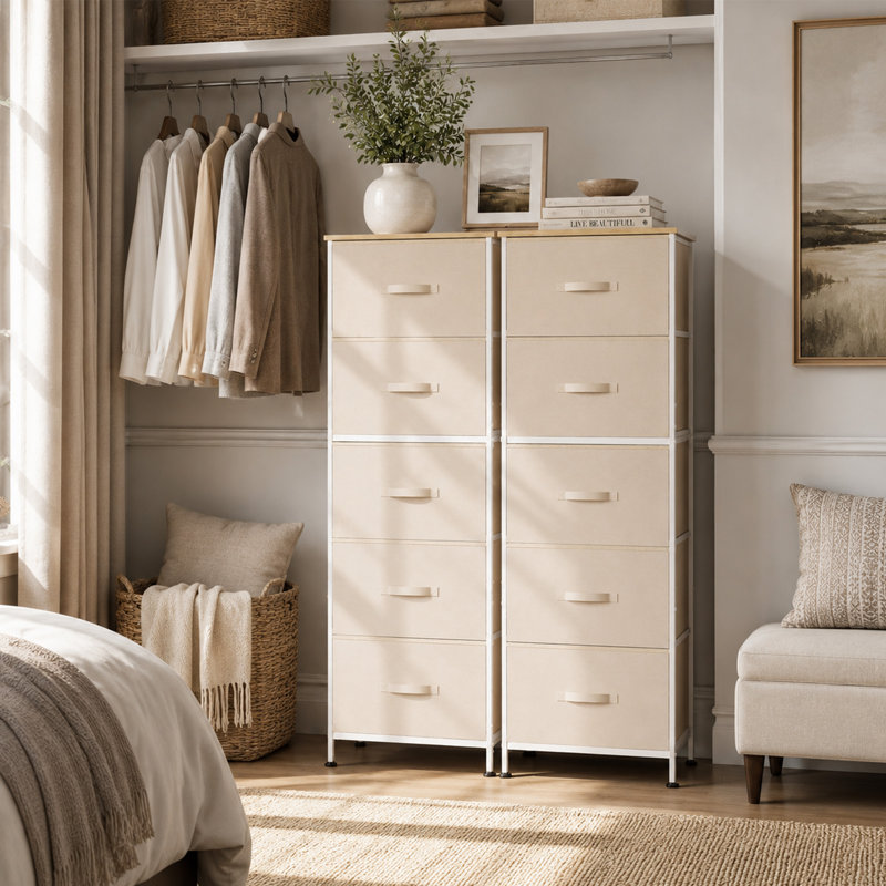 Commode verticale 5 tiroirs Ojaswi, Yellow