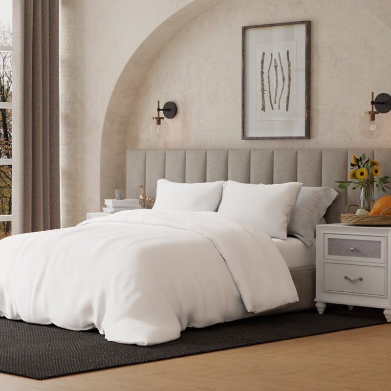 Cotton Solid Colour Duvet Cover Set with Pillowcases Included, Double Duvet Cover + 2 Standard Pillowcases, White