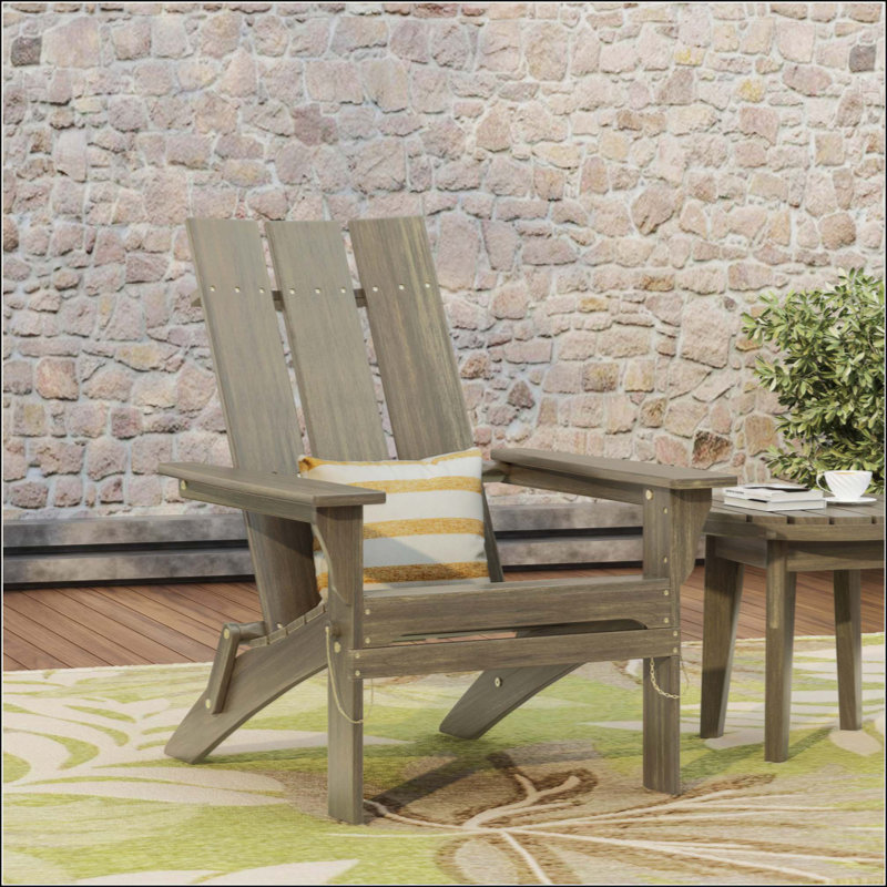 FOLDABLE ADIRONDACK CHAIR With Rich Acacia Wood And Sleek Design For Outdoor Comfort And Convenience, Gray