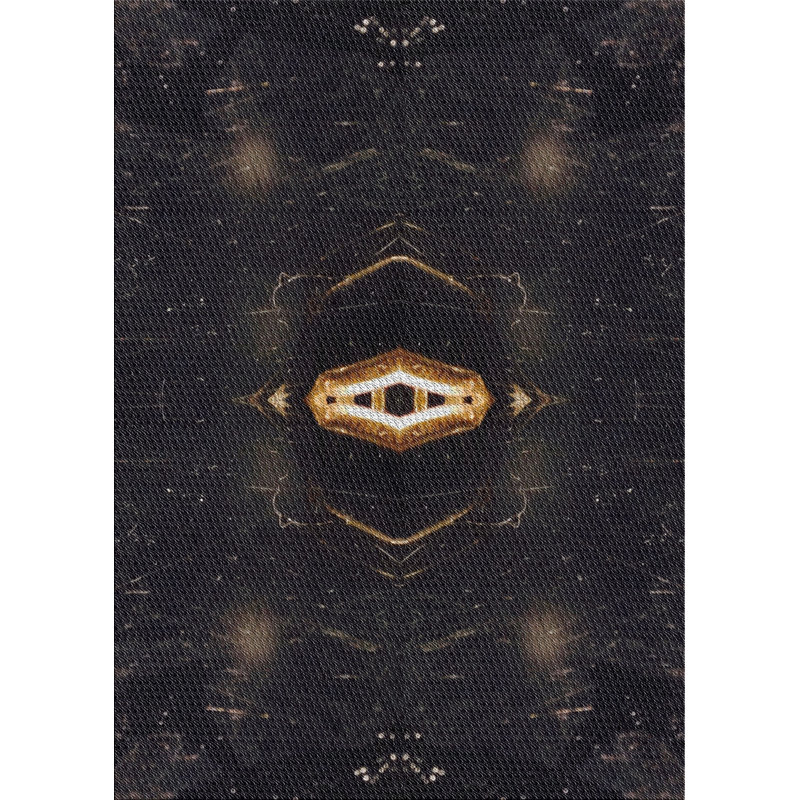 Tapis noir/beige à motifs, Rectangle 5 pi x 7 pi