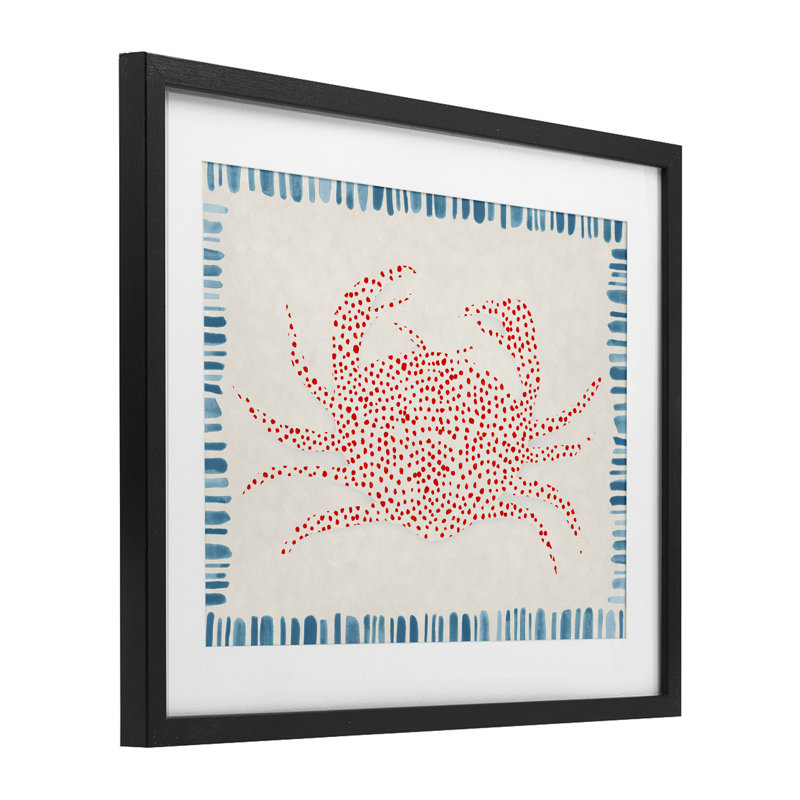 Impression encadrée de crabe à pois en pointillés, par Hannah Dawson, Cadre noir minuit, H 17 po x l 21 po
