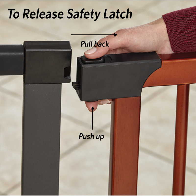 39-Inch Tall Graphite and Wood Pressure Mounted Pet Gate