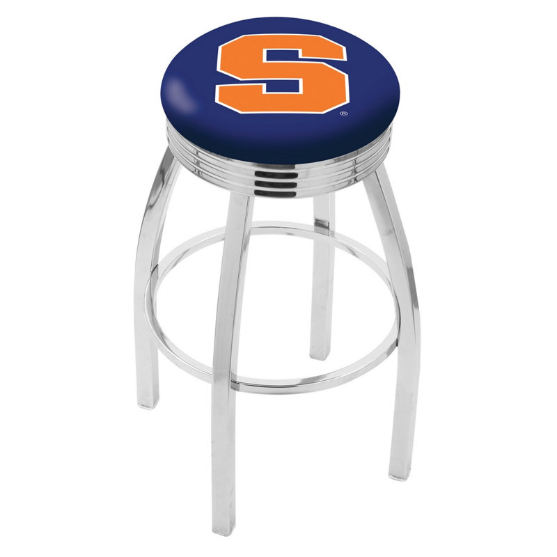 Tabouret de bar Logo Series, Tabouret de bar d'une hauteur de siège de 30 po, Noir soudé uni, Université Syracuse