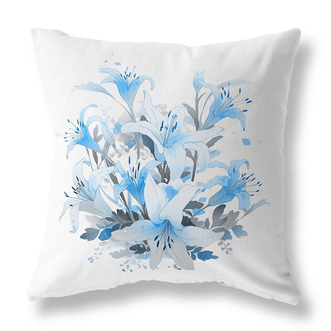 Lily Mist Serenity Floral Square Cushion mit Füllung