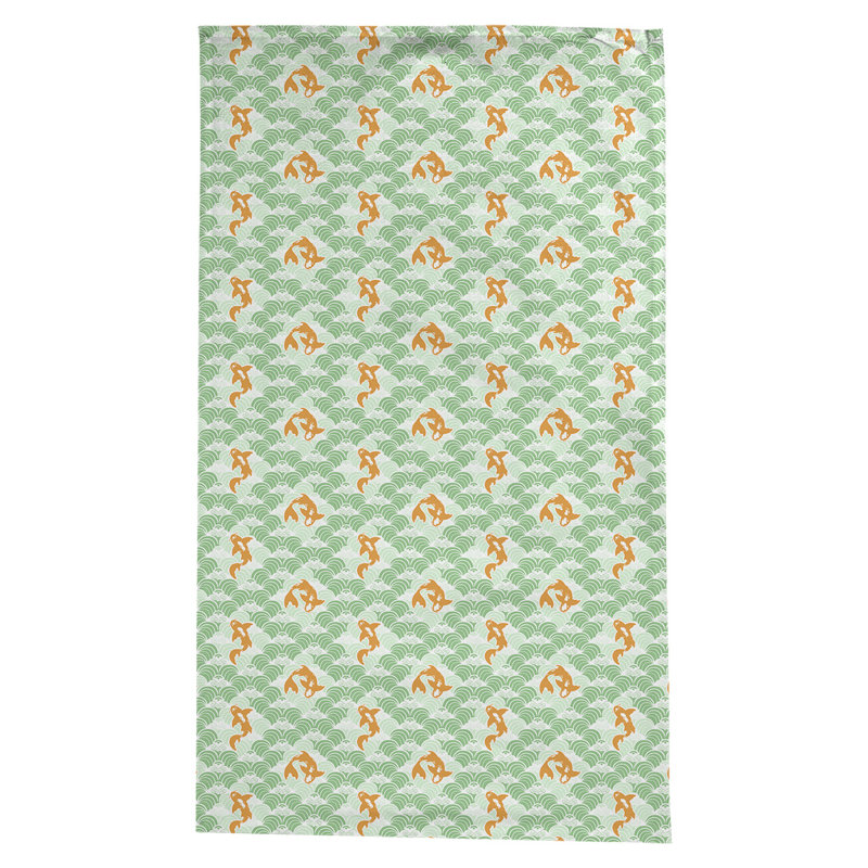 Leffel Koi Fish Waves Pattern Tablecloth, Green