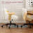 28.3" Wide Upholstered Office Chair With Wheels For Home Office,Vanity, Apartment Dorms-1531339958