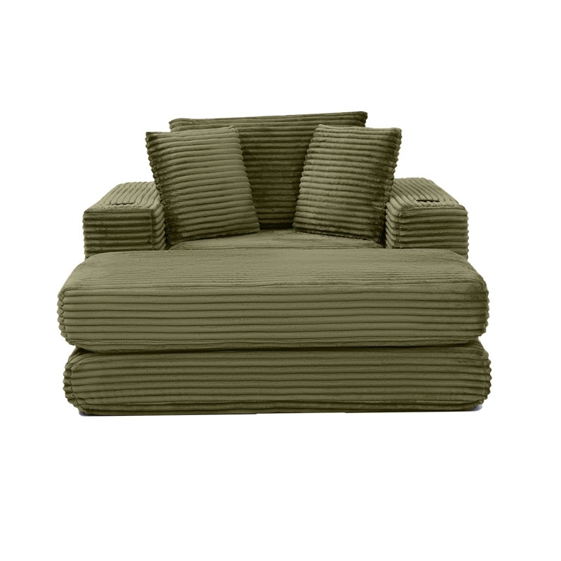 Canapé-lit de 52,4 po en os surdimensionné et douillet 3-en-1 pour la lecture, le salon et la chambre à coucher, canapé en velours côtelé, vert