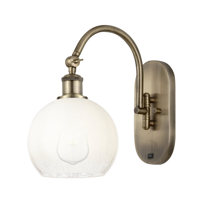 Applique murale pivotante 1 lumière Ballston - Appleton, Opale, Antique Brass