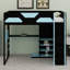 Lit mezzanine avec bureau intégré, tablettes de rangement à plusieurs niveaux, ports USB et éclairage RVB-804802563