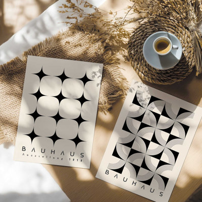 «Bauhaus» à motifs, ensemble de 2 impressions dans un cadre