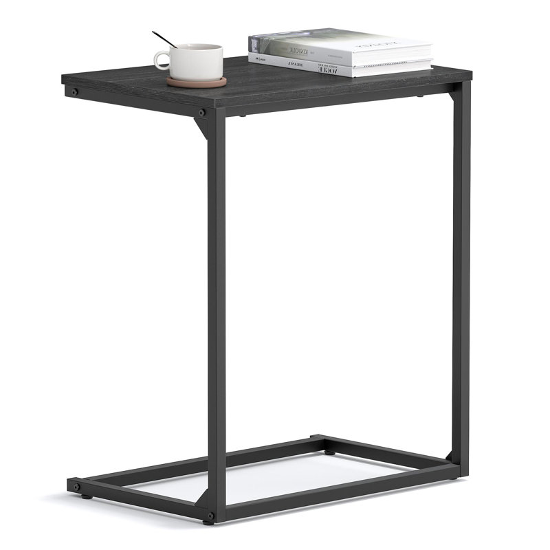 Hufsah C Shape End Table, 26" H x 21.7" W x 13.8" D, Ebony Black Top/Black Base