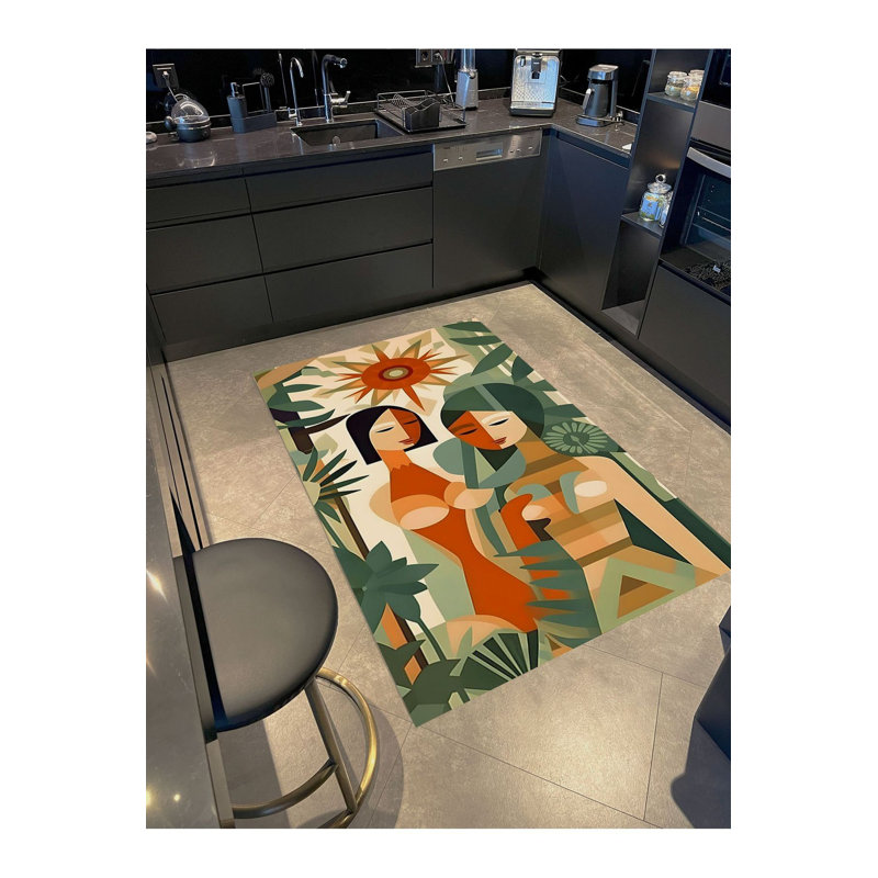 Tapis décoratif moderne à motif géométrique abstrait, Sous-tapis rectangulaire 5 pi 1 po x 7 pi 7 po inc