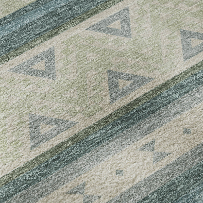 Tapis de qualité supérieure lavable à la machine Villers Global, Teal, 5 pi x 7 pi 6 po