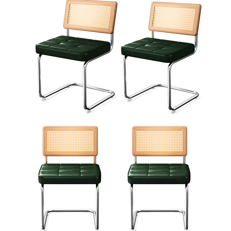 De 4 chaises de salle à manger de style Mid-Century avec sièges en similicuir naturel et esthétique pour l'intérieur