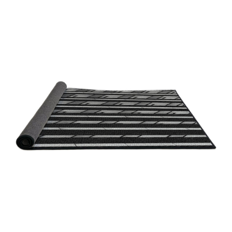Tapis noir/gris tissé à la machine, Rond 5 pi