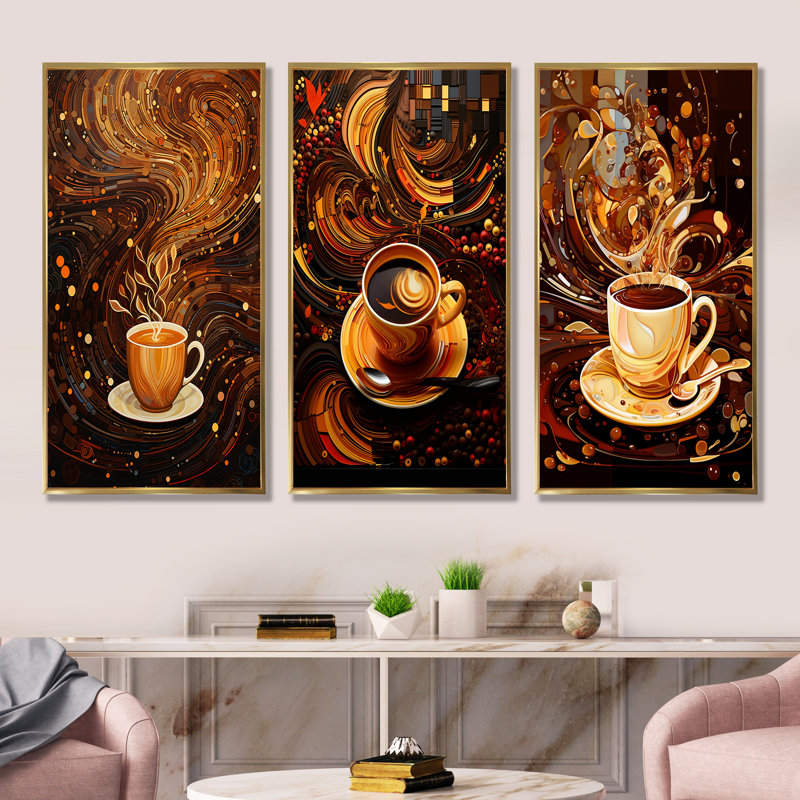 Tasse à café Coffee Dreamy, Cadre flottant doré, H 32 po x l 48 po