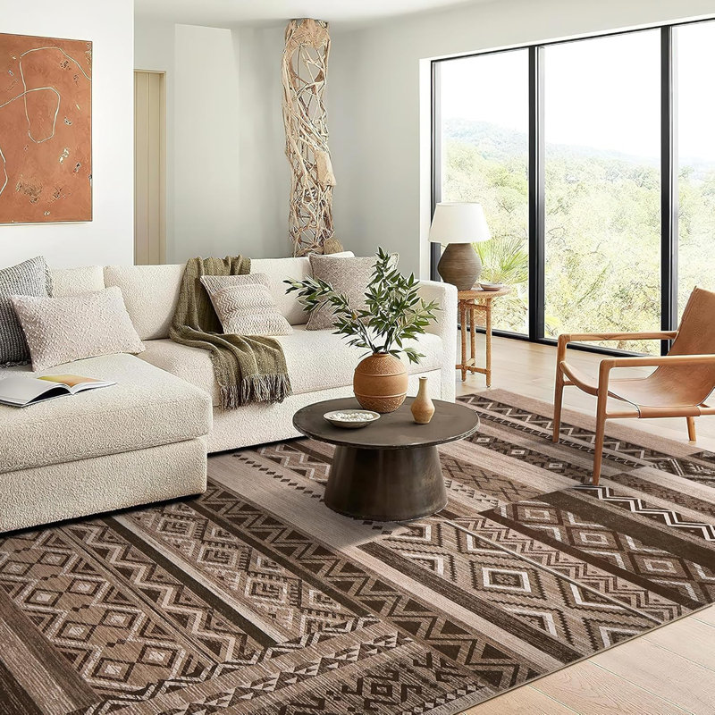 Vintage Patchwork Rug  Washable Runners Hallway Non Slip Geometric Carpet Stain Resistant Tribal Soft Mat Low Pile Foldable