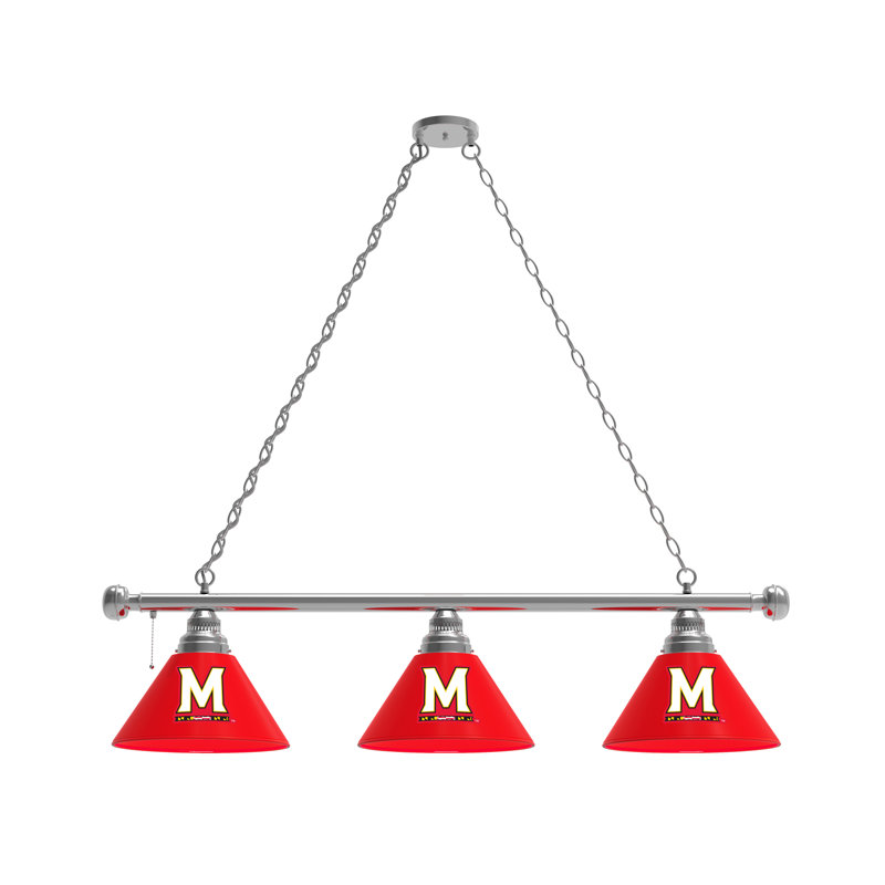 3 - Light Pool Table Lights Pendant, Chrome, Maryland Terrapins