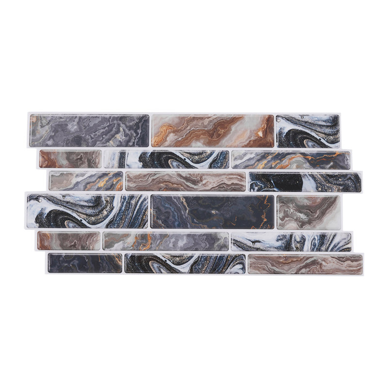 20Pcs Self-Adhesive Wall Tile Stickers with Marble Effect, White/Brown/Black