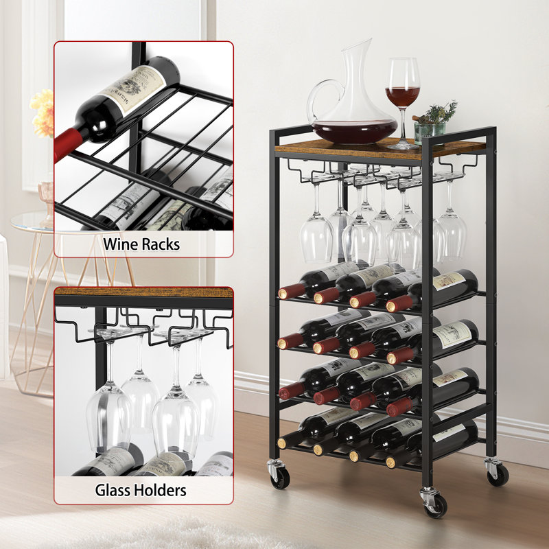 Support à bouteilles de vin et à verres Azlaan, Brun