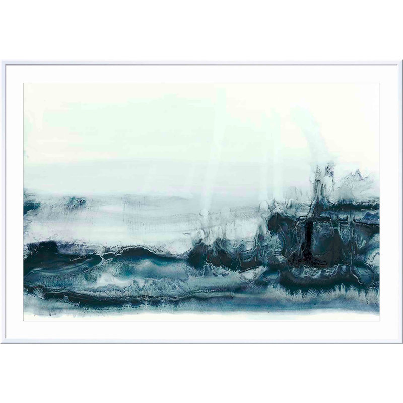 «Rip Current I» par Ethan Harper - peinture encadrée, Blanc, H 36 po x l 36 po