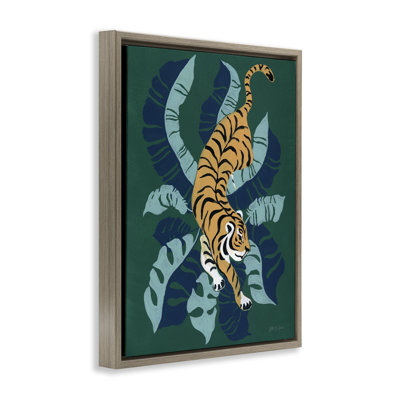 Tigre rôdant sur des palmiers, art mural sur toile flottante par Yvette St. Amant