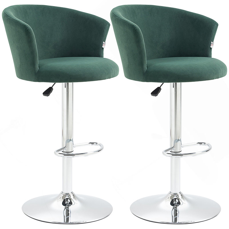 Ensemble de 2 tabourets de bar réglables, tabouret de cuisine rembourré en velours, tabouret de bar pivotant à hauteur de comptoir avec repose-pieds